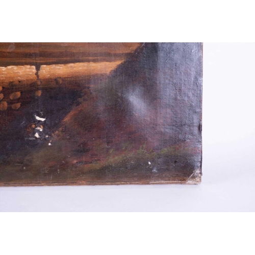 14 - Continental School, 19th century depicting shepherds with flock of sheep with an imaginary city view... 