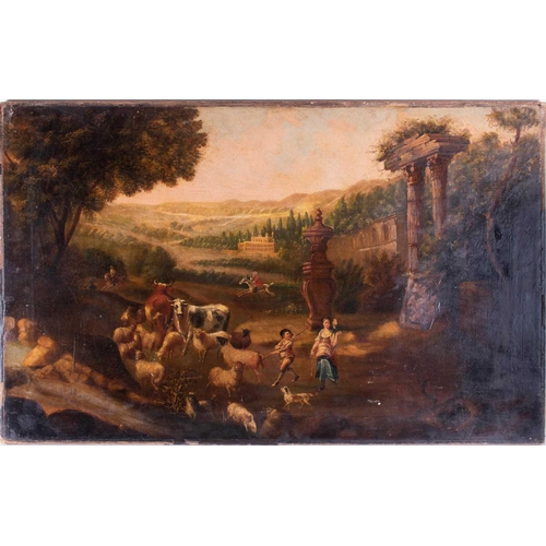 15 - Manner of Nicolaes Berchem (1620-1683) Dutch depicting shepherds with their flock and cattle in an o... 