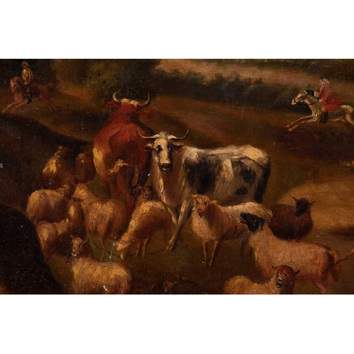 15 - Manner of Nicolaes Berchem (1620-1683) Dutch depicting shepherds with their flock and cattle in an o... 