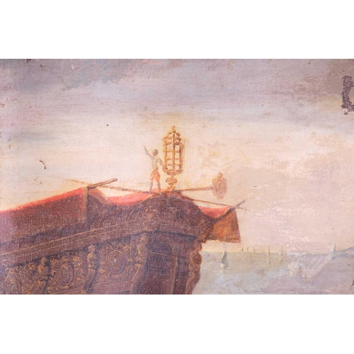 16 - Dutch follower of Claude Lorrain (Gellee), late 17th century depicting a group of ships and boats as... 