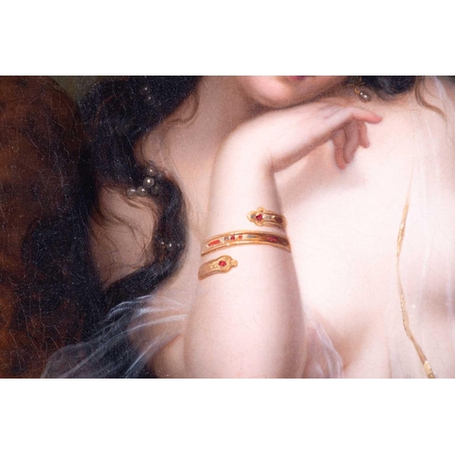 2 - French School, 19th century an Orientalist painting of a semi-nude idealised odalisque, with dark wa... 