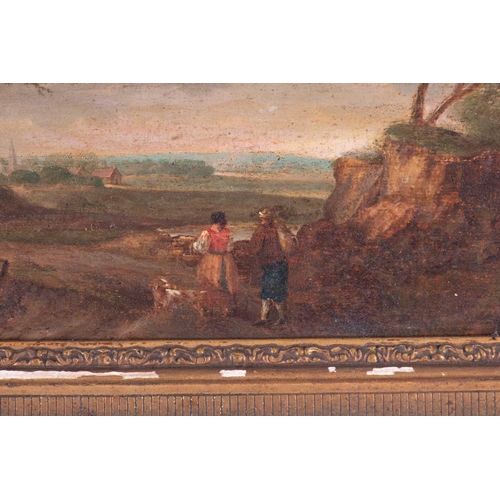 20 - Continental School, 19th century depicting a pastoral scene, unsigned, oil on panel, within a gilded... 
