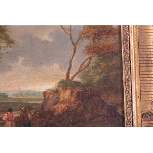 20 - Continental School, 19th century depicting a pastoral scene, unsigned, oil on panel, within a gilded... 