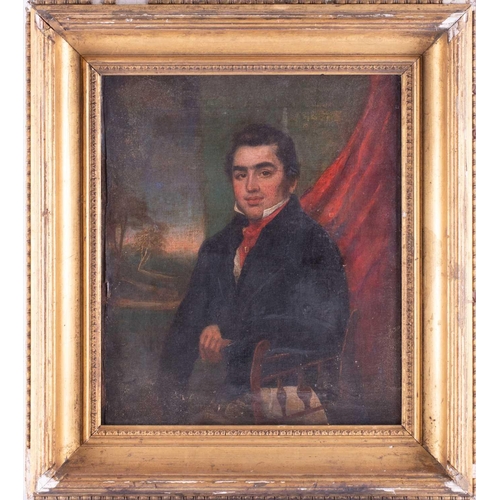 24 - American School,19th century depicting a half-lenght portrait of a gentleman, unsigned, oil on canva... 