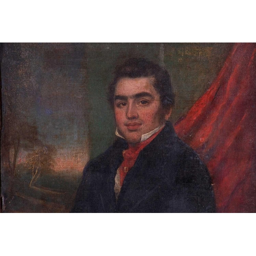 24 - American School,19th century depicting a half-lenght portrait of a gentleman, unsigned, oil on canva... 