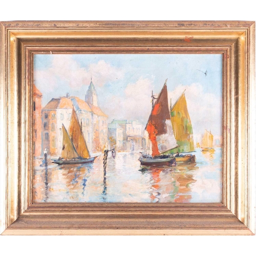 29 - Jules Monnickendam (1874-1943) Dutch depicting a view of a canal in Venice, signed lower left, oil o... 