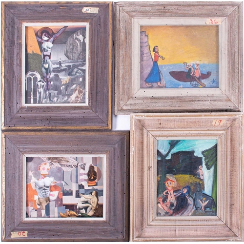 31 - Two 20th century collage artworks by the same artist, with cut outs of various anatomical parts, fig... 