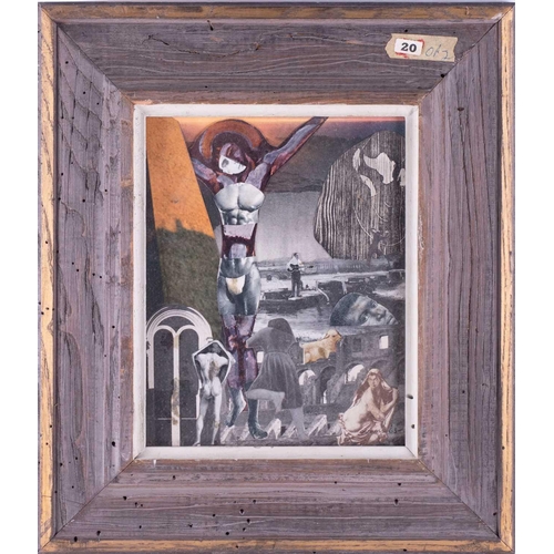 31 - Two 20th century collage artworks by the same artist, with cut outs of various anatomical parts, fig... 