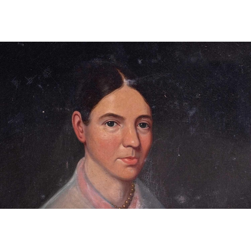 32 - Attributed to Thomas Hewer Hinckley (1813-1896) British portrait of 'Sally Wilbur of Norton', depict... 