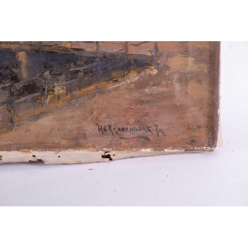 37 - Hendrik Cornelis Kranenburg (1871-1948) Dutch depicting a canal with a bridge on the Netherlands, si... 