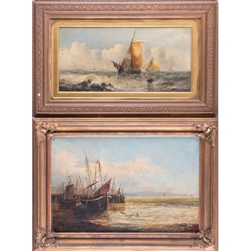 48 - George Knight (act.1872-1892) British depicting fishing boats among swells near Whitehaven, signed l... 