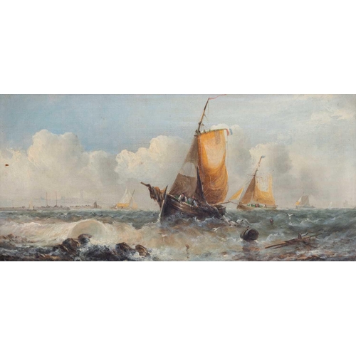 48 - George Knight (act.1872-1892) British depicting fishing boats among swells near Whitehaven, signed l... 