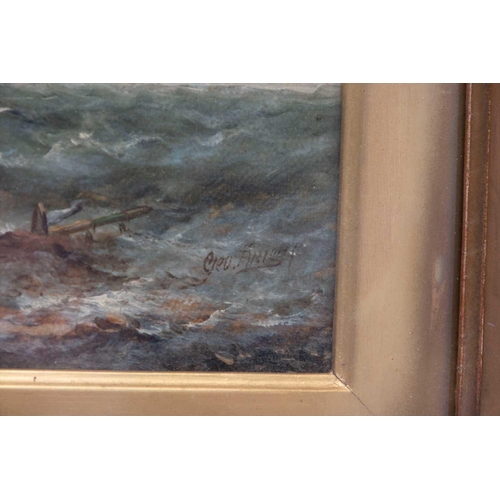 48 - George Knight (act.1872-1892) British depicting fishing boats among swells near Whitehaven, signed l... 