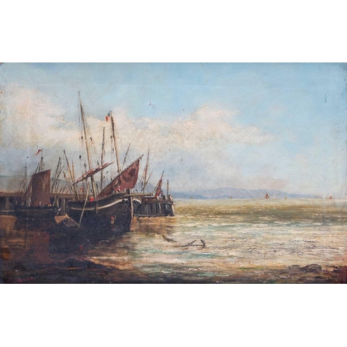 48 - George Knight (act.1872-1892) British depicting fishing boats among swells near Whitehaven, signed l... 