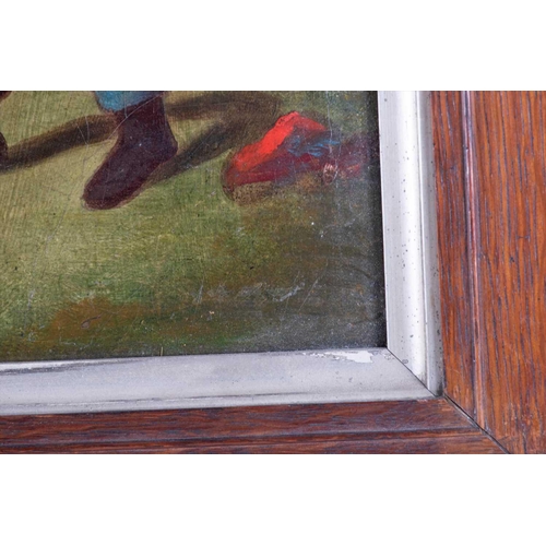 51 - English regional school, 19th Century depicting a rural scene with young children playing and an old... 