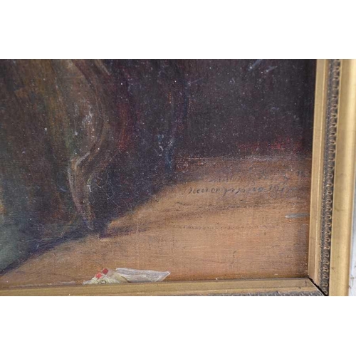 53 - Ferdinand Heilbuth (1826-1889) German a study of a lady in a sumptuous green gown, she stands contem... 