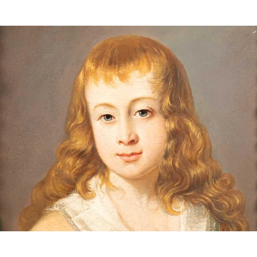 56 - German School, late 18th-early 19th century depicting a portrait of a young boy with long blond hair... 