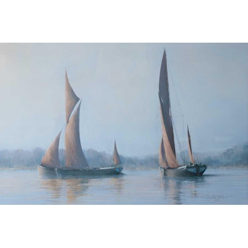 60 - Wilfred Peter Glud (1872-1946) Danish 'Selandia' depicting a large ship with diesel motor at sea, si... 