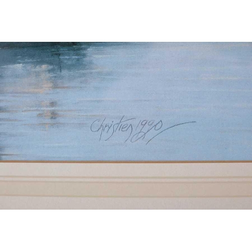 60 - Wilfred Peter Glud (1872-1946) Danish 'Selandia' depicting a large ship with diesel motor at sea, si... 