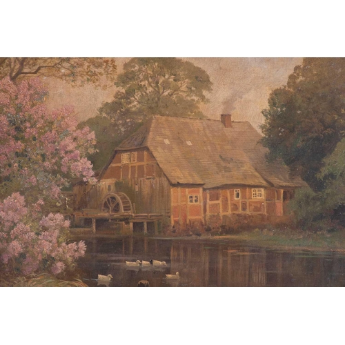 9 - † Alois Arnegger (1879-1967) Austrian depicting a water mill in the forest in spring, signed lower l... 