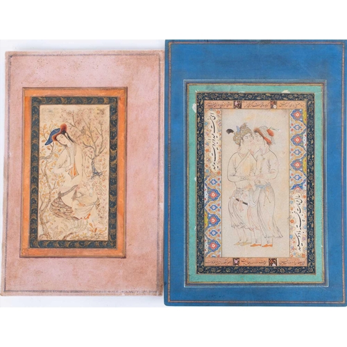 165 - After Reza Abbasi (c.1565-1635) Persian a miniature portrait of a seated girl in a naturalistic envi... 