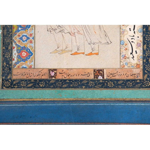 165 - After Reza Abbasi (c.1565-1635) Persian a miniature portrait of a seated girl in a naturalistic envi... 