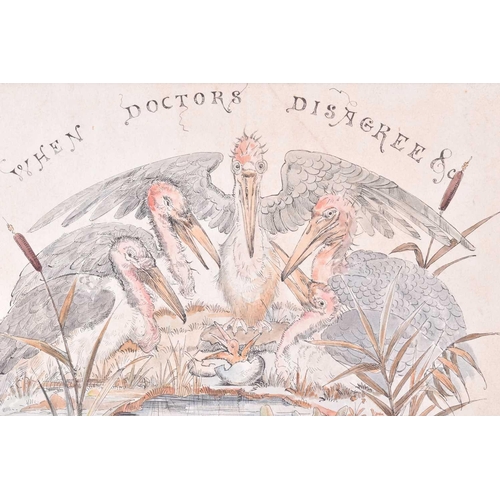 43 - William Huggins (1820-1884) 'When Doctors Disagree & c', depicting a group of pelicans observing a h... 