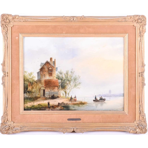 13 - Jan Hendrik Willem Hoedt (1825-1868) Dutch, an estuary scene, oil on panel, signed to lower right co... 