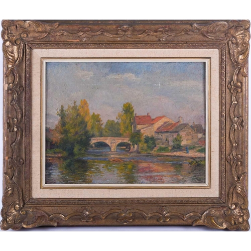 51 - Charles-Jean Agard (1866-1950) French, 'Le Pont de Bennecourt', oil on panel, signed to lower left c... 