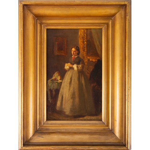 29 - Edward Binyon (1830-1876) British, a full length portrait of a woman, oil on canvas, signed to lower... 