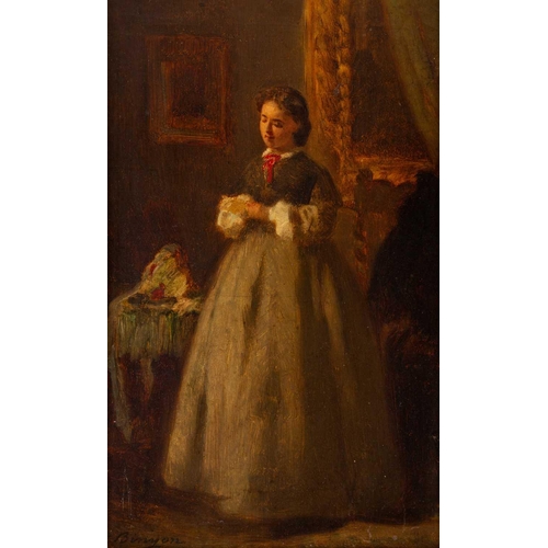 29 - Edward Binyon (1830-1876) British, a full length portrait of a woman, oil on canvas, signed to lower... 