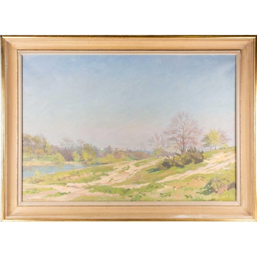 36 - † Donald Chisholm Towner (1903-1985) British, a view of Hampstead Heath Ponds, oil on canvas, signed... 