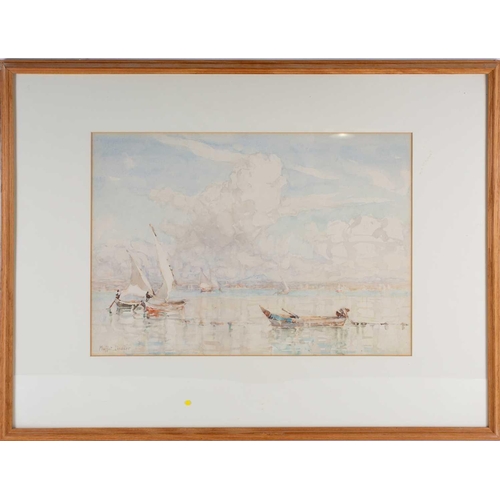 46 - Peter Moffat Lindner RWS ROI ROC (British, 1852-1949) 'The Lagoon, Mouth of the Rhone' watercolour o... 