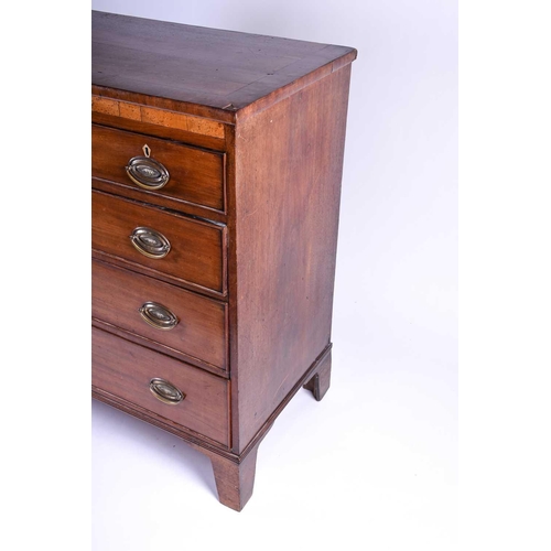 108 - A late Georgian mahogany chest of drawers, early 19th century, the top with ebony stringing, above t... 