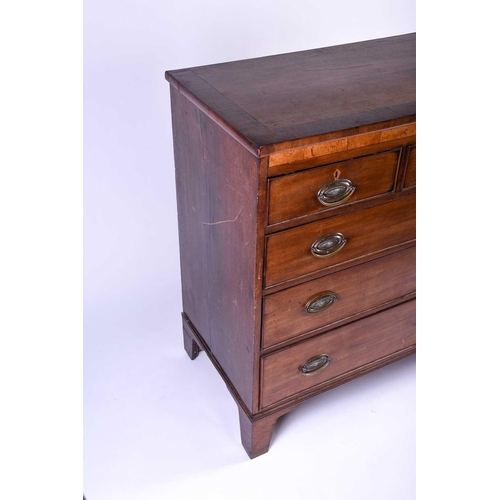 108 - A late Georgian mahogany chest of drawers, early 19th century, the top with ebony stringing, above t... 