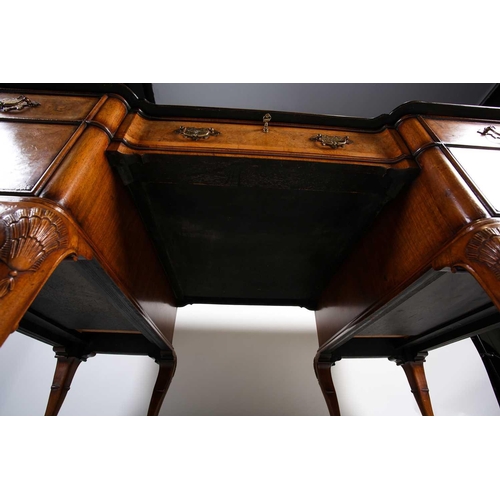 118 - A Titchmarsh & Goodwin Queen Anne style walnut writing desk, with tooled leather writing surface abo... 