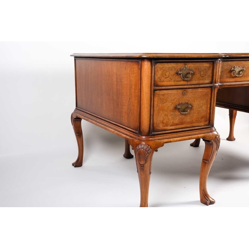 118 - A Titchmarsh & Goodwin Queen Anne style walnut writing desk, with tooled leather writing surface abo... 