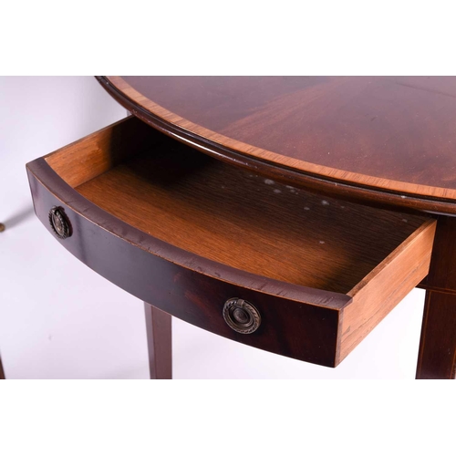 121 - A pair of reproduction mahogany Pembroke tables, the well figured tops with crossbanded and strung e... 