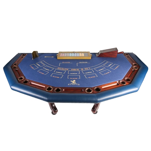 125 - An original Ritz (London) croupier’s baccarat card table, with gaming chips and related items, manua... 