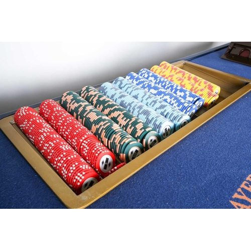 125 - An original Ritz (London) croupier’s baccarat card table, with gaming chips and related items, manua... 