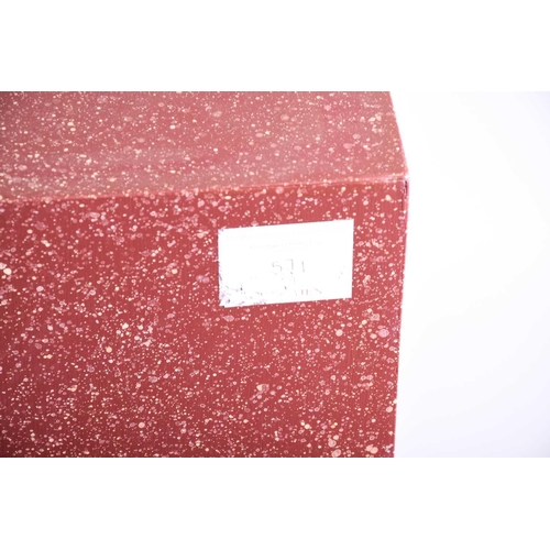 128 - A pair of faux rouge marble effect pedestals / plinths, of rectangular form, composite materials, 90... 