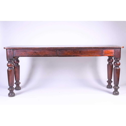 131 - A Victorian mahogany side table, the rectangular top with rounded corners and leather writing surfac... 