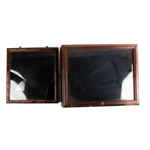 138 - A 19th-century tabletop bijouterie display case, leather-bound with lock, together with a wall-mount... 