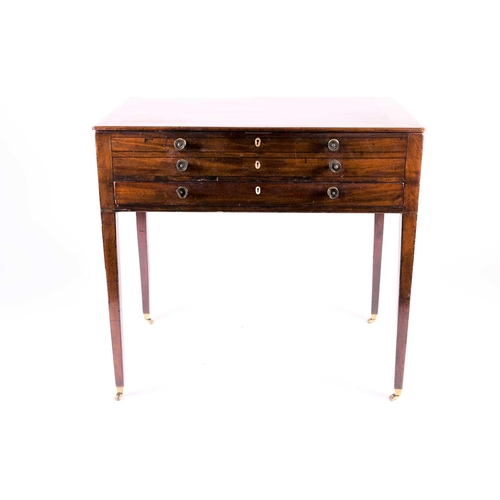 140 - Georgian mahogany gentleman's dressing table, the hinged top opening to reveal an adjustable ratchet... 