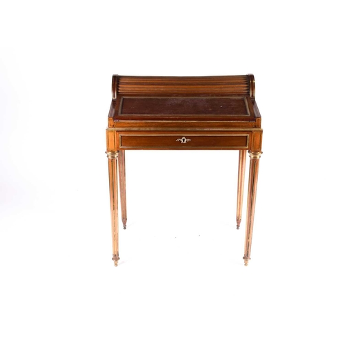 142 - A Louis XVI style ladies mahogany writing desk, 19th century, with gilt brass mounts and inlay, with... 