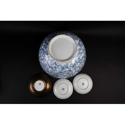 166 - A pair of decorative modern Chinese blue and white landscape vases and a pair of Chinese hexagonal v... 