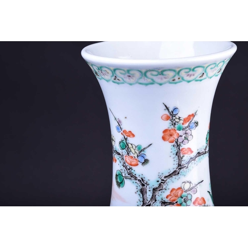 171 - A Chinese Famille Verte vase, late 19th/early 20th century, painted with the three friends of winter... 