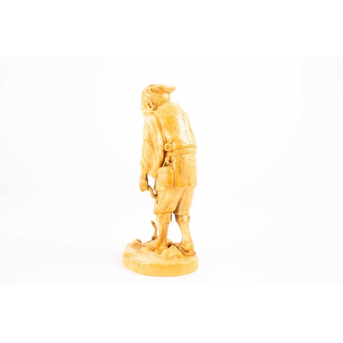 208 - A Japanese ivory okimono, Meiji period, 日本， 象牙饰物一件，明治时期 carved as a peasant crying out after being s... 