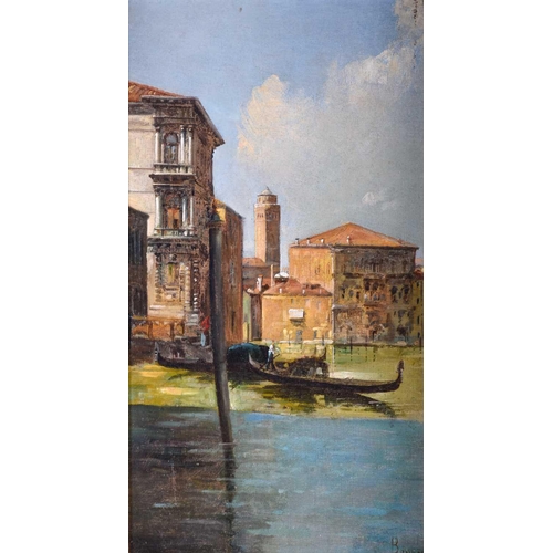 23 - A pair of late 19th century paintings of Venice, oils on canvas, indistinctly signed, each 33 cm x 1... 