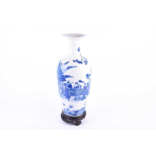 261 - A Chinese blue and white vase, 18th century, painted with twelve deities each holding a lunar month ... 